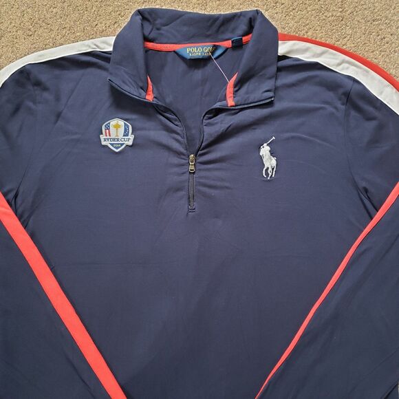 Polo Ralph Lauren 2014 Ryder Cup USA Size XL Mens Navy Blue 1/4 Zip Long Sleeve - Picture 2 of 6